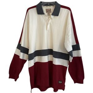 Woolrich Colorblock Rugby Shirt Mens Sz XL Cloud Long Sleeve Cotton Preppy NEW